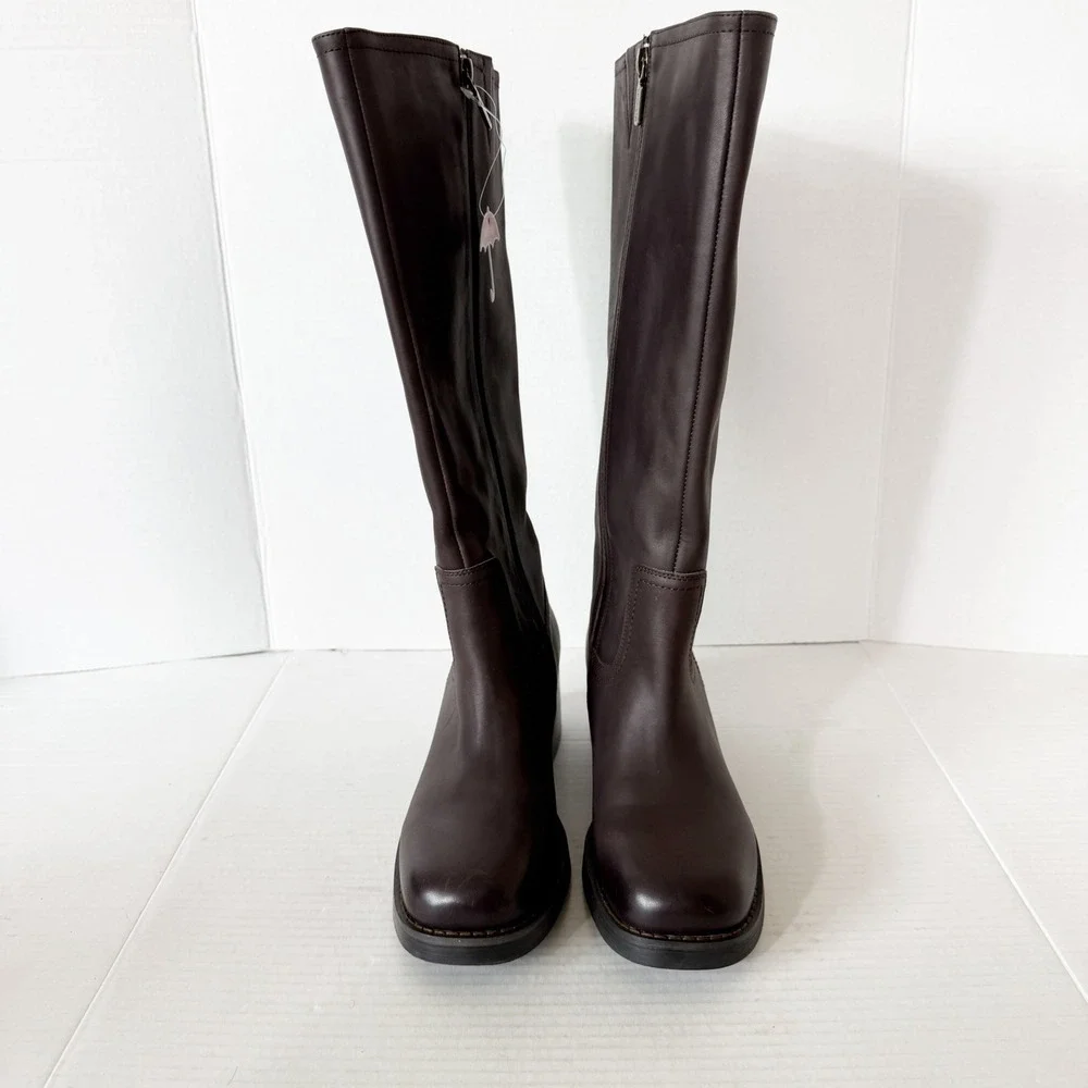 Blondo Camrin Womens Waterproof Brown Leather Zip Knee High Riding Boot Size 9
